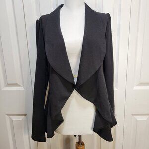 SEDUCTIONS Black Textured Flowy Draped Open Front Blazer Top sz L EUC Spring